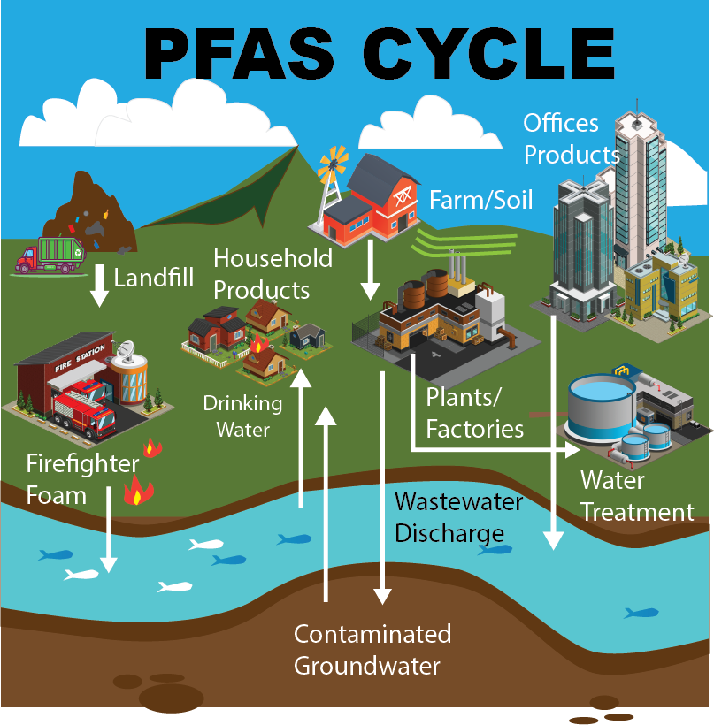 PFAS Cycle illustration by Hydrovos
